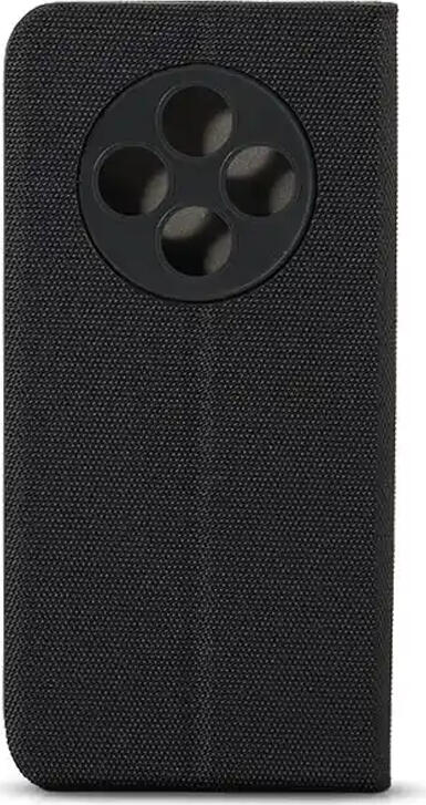 WOO Flip Nylon Wallet Case Black for Oppo Reno 12F 4G and Reno 12FS 4G, Shockproof Shell Cover with Foldable Stand and Screen Protection