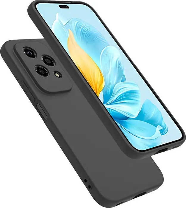 Чехол WOO для Honor 200 Lite, экран 6.7 дюйма, из жидкого силикона, черный, мягкий TPU противоударный антижелтый