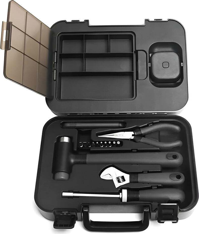 Set Instrumente Multifunctionale MIIIW MWTK01, 8 Piese din Otel Anti-oxidare cu Surubelnita, Ciocan, Plasa, Ruleta, Nivel si Cutter in Geanta ABS