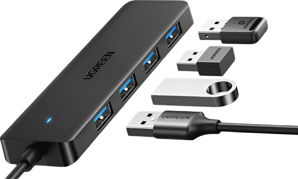 UGREEN CM219 USB 3.0 Hub, 4-Port USB 3.0 Expander with 5Gbps Transfer Speed, Plug and Play Type-A Connector, Compact High-Quality Plastic Design, 1m Cable