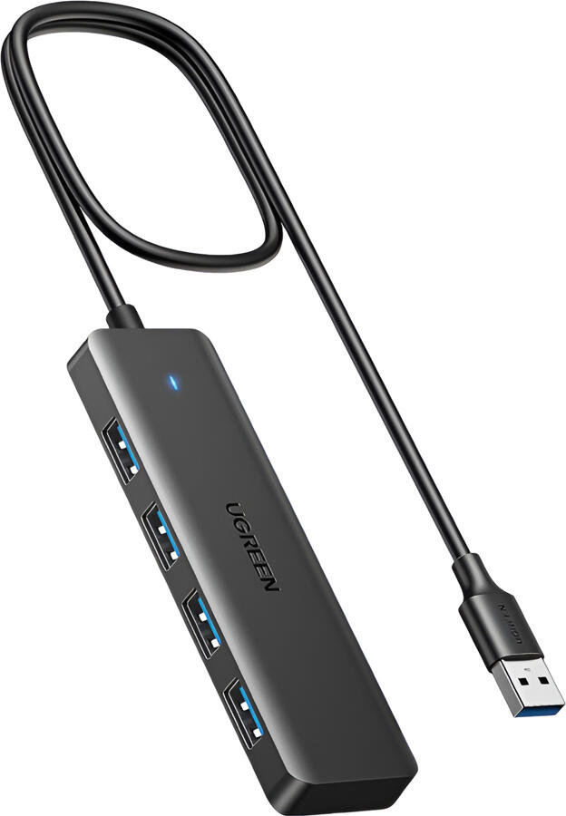 UGREEN CM219 USB 3.0 Hub, 4-Port USB 3.0 Expander with 5Gbps Transfer Speed, Plug and Play Type-A Connector, Compact High-Quality Plastic Design, 1m Cable