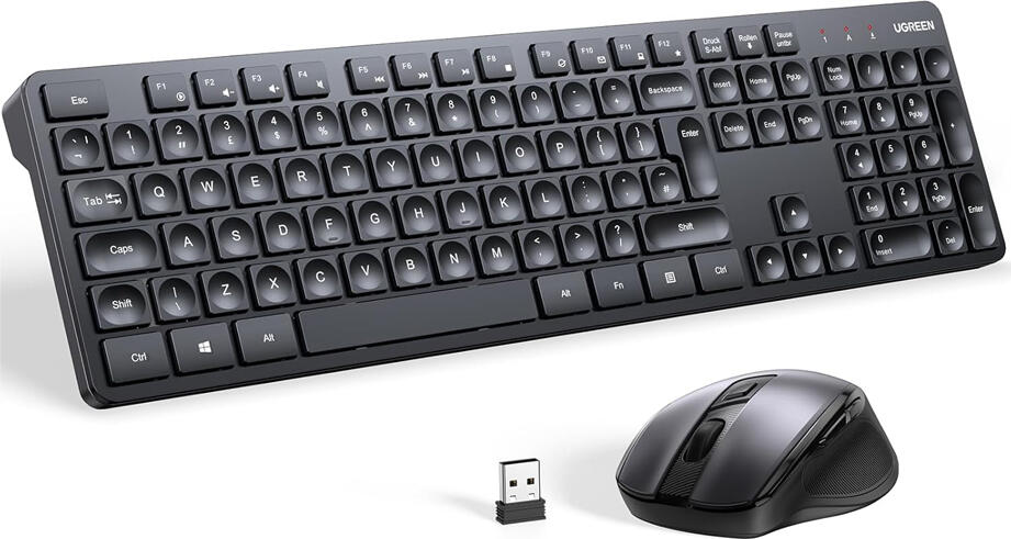 UGREEN Wireless Combo Keyboard and Mouse Ergonomic US MK006, Black