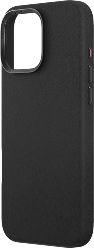 Uniq Hybrid Lyden Case for iPhone 16 Pro 6.3", Vegan Leather with Magklick MagSafe Support, Aluminium Accents, 2.5m Drop Protection, Black