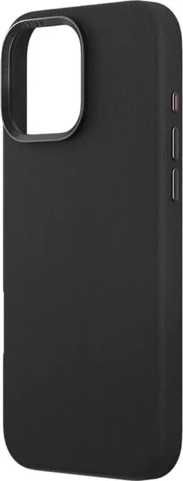 Uniq Hybrid Lyden Case for iPhone 16 Pro 6.3", Vegan Leather with Magklick MagSafe Support, Aluminium Accents, 2.5m Drop Protection, Black