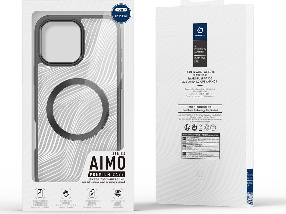 Dux Ducis Aimo Mag Case for Apple iPhone 16 Pro, Shockproof MagSafe Protective Cover with Water Wave Pattern, PC and TPU Material