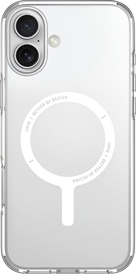 Чехол Uniq Hybrid Clario ECO для iPhone 16 Plus, прозрачный переработанный пластик и TPU, защита AirMax, совместимость с MagClick MagSafe