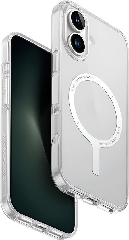 Uniq Hybrid Clario ECO Case for iPhone 16, Clear Dual-Layer Shockproof Cover with AirMax Technology, MagSafe Compatible, 4m Drop Protection