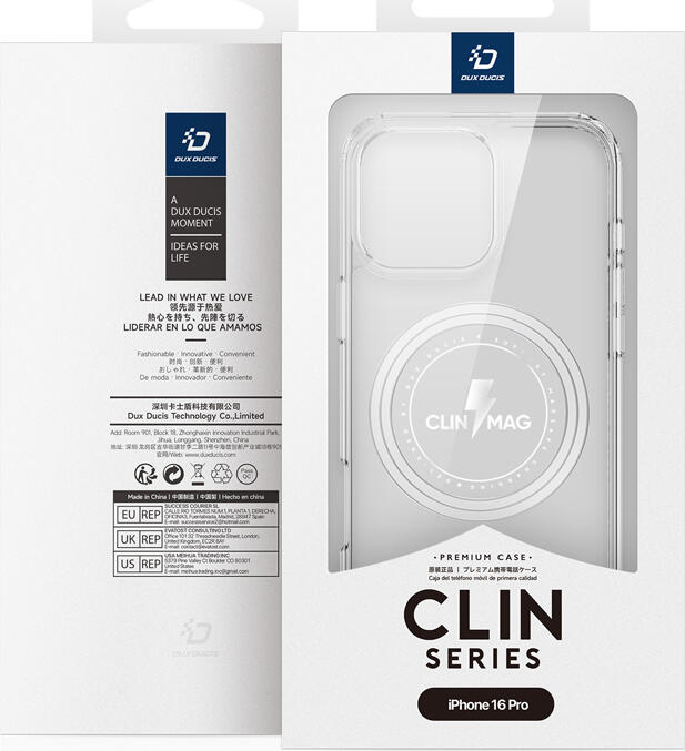 Чехол Dux Ducis Clin Series для iPhone 16 Pro 6.3", прозрачный гибридный TPU и PC, поддержка MagSafe, противоударный с защитой от пожелтения