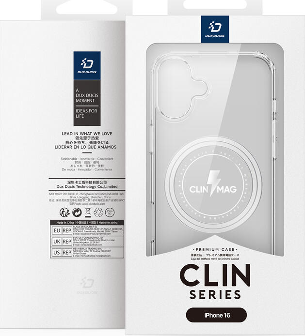 Чехол DUX DUCIS Clin Mag для iPhone 16, прозрачный из TPU и поликарбоната с магнитным кольцом MagSafe, противоударный корпус с защитой от пожелтения
