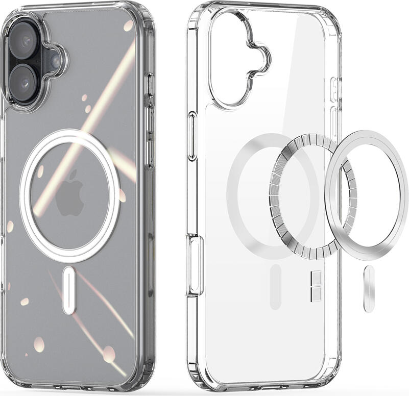 Чехол DUX DUCIS Clin Mag для iPhone 16, прозрачный из TPU и поликарбоната с магнитным кольцом MagSafe, противоударный корпус с защитой от пожелтения