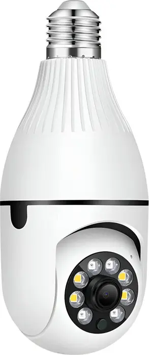Tuya Smart Wi-Fi Security Camera E27 Bulb 2MP 1080P Full HD, 360 Degree Pan Tilt, Night Vision, Two-Way Audio, Human Motion Detection, IP66 White