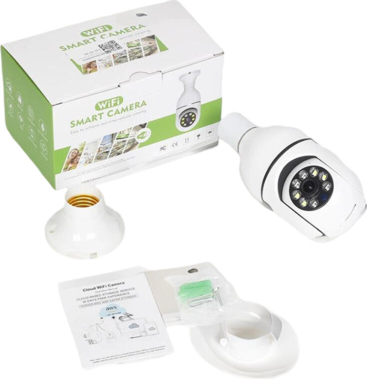 Tuya Smart Wi-Fi Security Camera E27 Bulb 2MP 1080P Full HD, 360 Degree Pan Tilt, Night Vision, Two-Way Audio, Human Motion Detection, IP66 White