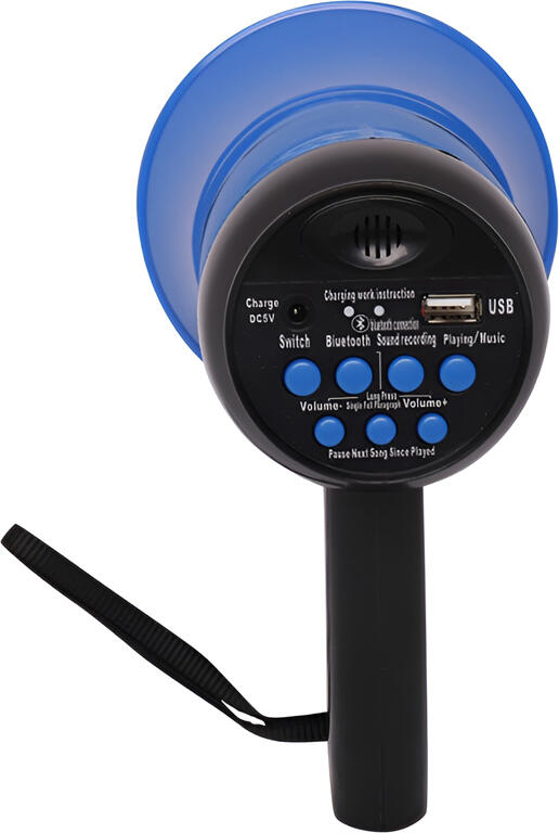 OBT OBT-340BT Handheld Megaphone 35W, Bluetooth USB TF Card, Voice Recording and Playback, 500m Range, Rechargeable 3800mAh Battery, Blue ABS Plastic