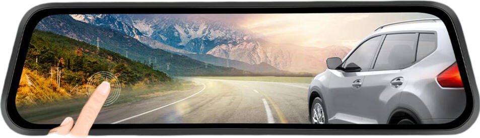 10 inch 2.5D Touch Screen Dual Lens Mirror Dash Cam DVR, Front and Rear Wide-Angle Streaming Video Recorder with SD Card