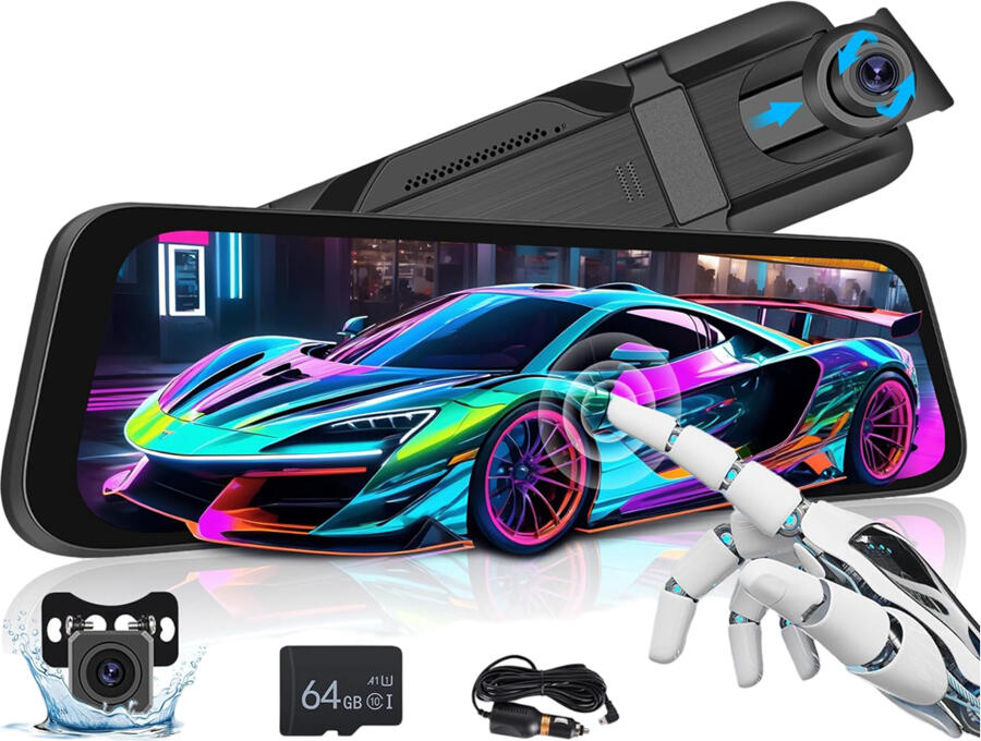 NO Brand DVR Full-Screen Streaming With 2.5D Front And Rear Dual Lenses, Large Wide-Angle Touch Screen Operation, 10-inch Screen, Black