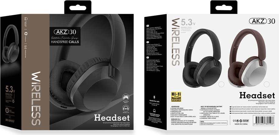 Casca Wireless Over-Ear Musen AKZ-30, Bluetooth v5.3, Difuzoare 40mm, Audio Hi-Fi, Izolare Pasiva a Zgomotului, USB-C, Autonomie pana la 10h, Negru