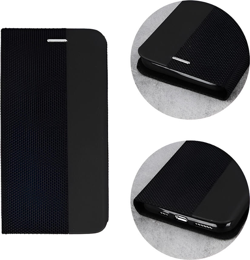 Husa Flip WOO Shell Flip Nylon pentru Samsung Galaxy A16 4G, Cover Protectie Tip Portofel din Nylon, Negru