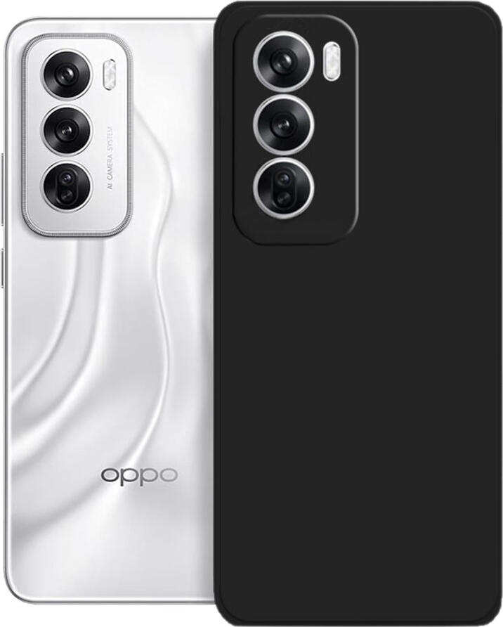 WOO Silicone Neo Soft Case for Oppo Reno 12, Black, Shockproof and Dust-Resistant Soft-Touch Protective Cover for 6.7 inch Smartphone