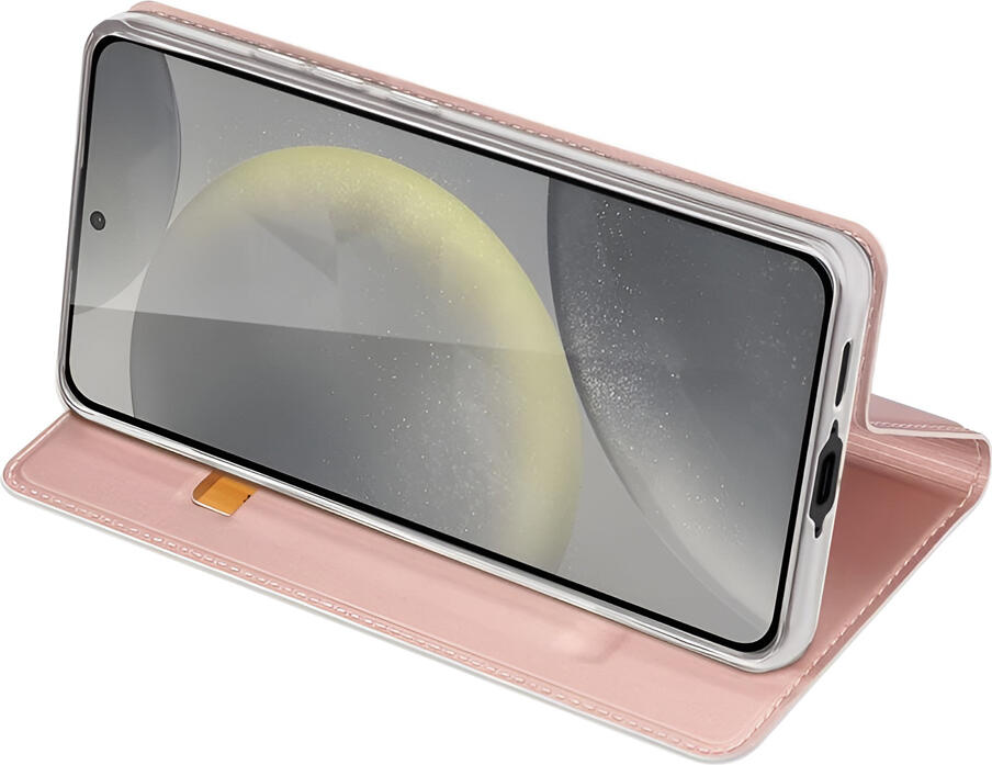 Чехол-книжка Dux Ducis SkinPro для Samsung Galaxy S24 FE 6.7", Розовый, из премиальной экокожи с отделением для карт, противоударный TPU, со встроенной подставкой