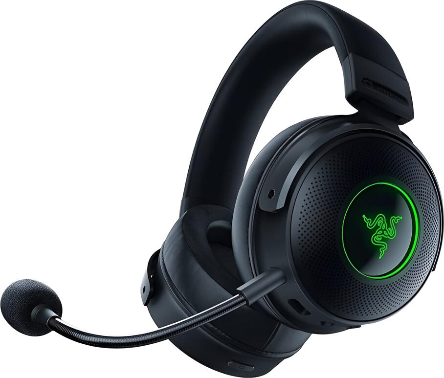 Razer Kraken V3 Pro Wireless Gaming Headset, TriForce Titanium 50mm Drivers, HyperSense Haptics, THX Spatial Audio, HyperClear Mic, Chroma RGB, Black