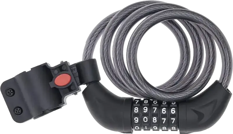 Newrban NEWMLOCKCABLEK Combination Cable Lock, 5-Digit Code, Spiral Metal Cable with Thermal Cover for Bicycles and E-Scooters, Frame Mount Bracket