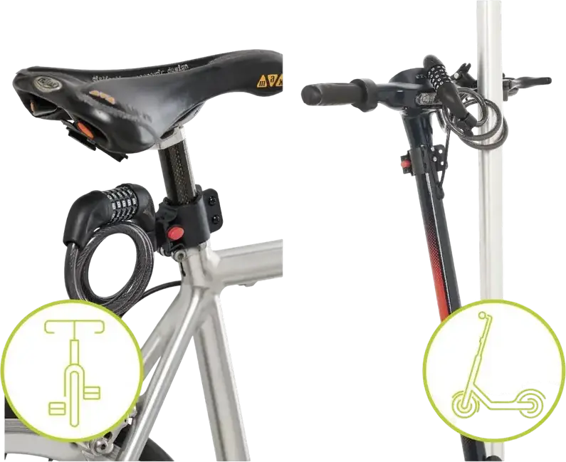 Newrban NEWMLOCKCABLEK Combination Cable Lock, 5-Digit Code, Spiral Metal Cable with Thermal Cover for Bicycles and E-Scooters, Frame Mount Bracket