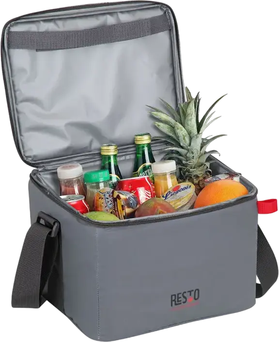 RESTO Polis 5510 Cooler Bag, 11L Thermal Insulated Polyester Bag with PEVA Lining, Water-resistant Grey Cooler with Shoulder Strap and Handle
