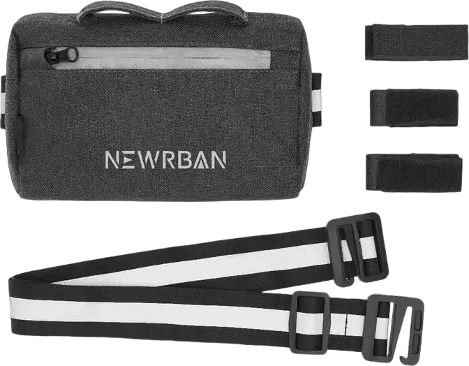 Newrban NEWMBAGHANDLEBARSK Handlebar Bag for E-Scooters and Bicycles, Splash-proof Polyester, Reflective Elements, Detachable Shoulder Strap, Black