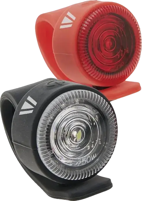 Newrban NEWMLIGHTKITK Water-Resistant Lighting Kit for Bicycles and Electric Scooters, Battery Powered Front White and Rear Red Lights, Black Plastic
