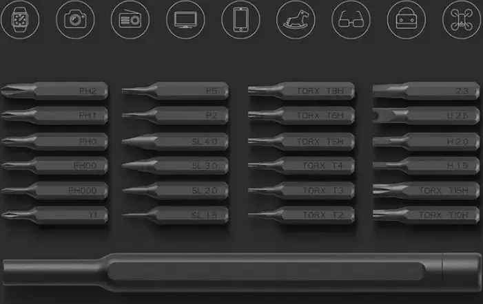 Set Șurubelnițe de Precizie Xiaomi Mi Precision Screwdriver Kit MJJXLSD002QW, 24 Biți din Oțel S2, Carcasă Aluminiu Anodizat, Gri, Set Instrumente Profesionale