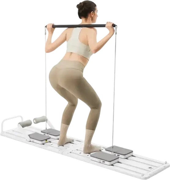 Kingsmith Crawler KS-Crawler001 Foldable Pilates Reformer Fitness Trainer, ABS Plastic, Silicone Resistance Ropes, 120kg Max Load, Silver