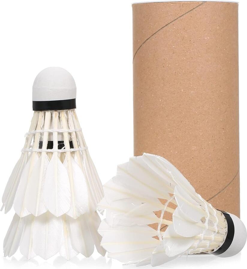 Volante de Badminton Belcom, din Nailon Durabil, Albe, Dimensiuni 80 x 65 mm, Echipament Sportiv cu Tub de Protectie
