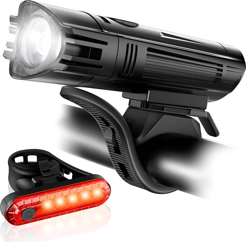 Set Far Bicicletă ALITE cu Lumină Spate, 3600 Lumeni 5 LED, 4 Moduri de Iluminare, Baterie 3300mAh, Rezistent la Apă IPX4, Suport Rotativ 360 Grade