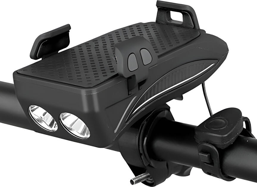 AccExpert Alite USB Bike Light and Horn, 130dB Multifunctional Bicycle Lamp with Phone Bracket, 4000mAh Rechargeable Battery, ABS Silicon, Black