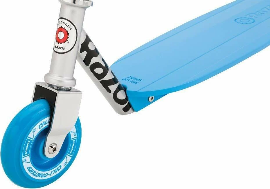 Razor California Longboard Scooter with 32-inch Extra-Long Textured Deck, Adjustable Handlebars, Large Urethane Wheels and Rear Fender Brake, Blue