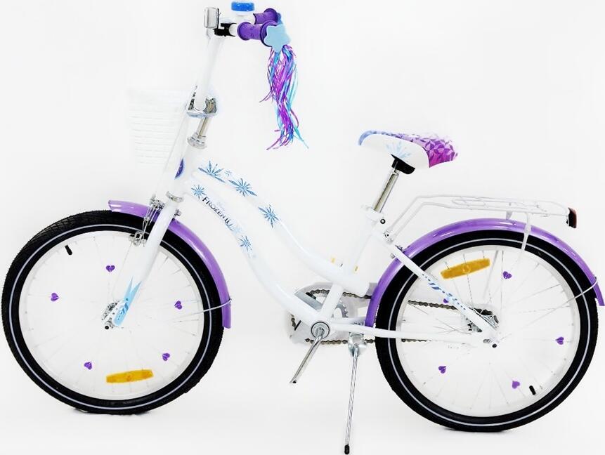 Belcom Frozen Children's Bicycle 20 Inch, Steel Frame, V-Brake, White with Basket, Luggage Rack and Mudguards, for Kids 6-9 Years