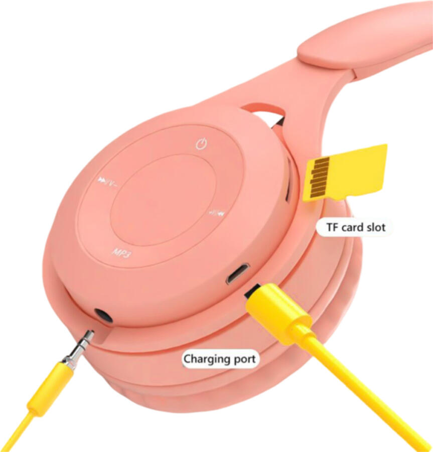Casca On-Ear Helmet Macaron HiFi Bluetooth - Roz, cu Player MP3 Integrat, Slot Card TF, Microfon Incorporat si AUX 3.5mm, Design Ergonomic
