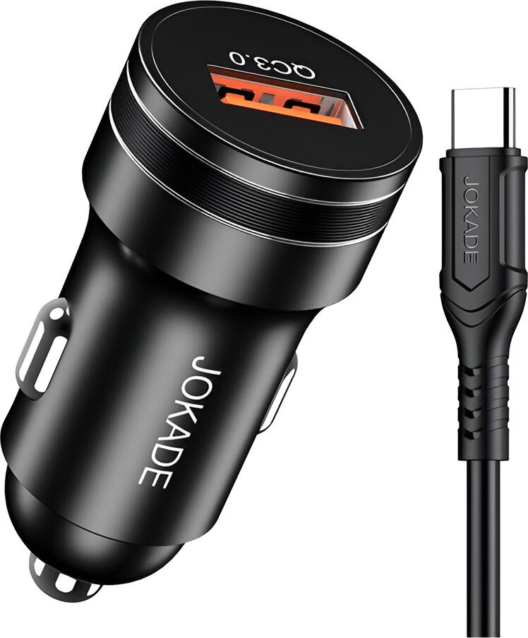 Jokade Car Charger 1*USB-A with Cable USB-A to Type-C 18W JH040, Black