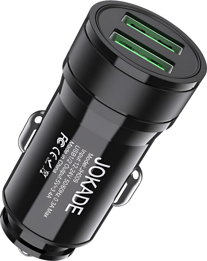 Incarcator Auto Inteligent Jokade JH009 Seria Boya, Dual USB Type-A 5V/3.4A Max, Plastic Ignifug ABS PC, 12-24V pentru Autoturisme si Camioane