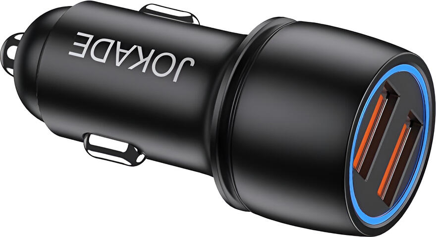 Jokade JH001 Dual Port Car Smart Charger, 36W Total Output, Qualcomm Quick Charge 3.0, 2x USB-A Ports, Aluminum Alloy Shell, Black