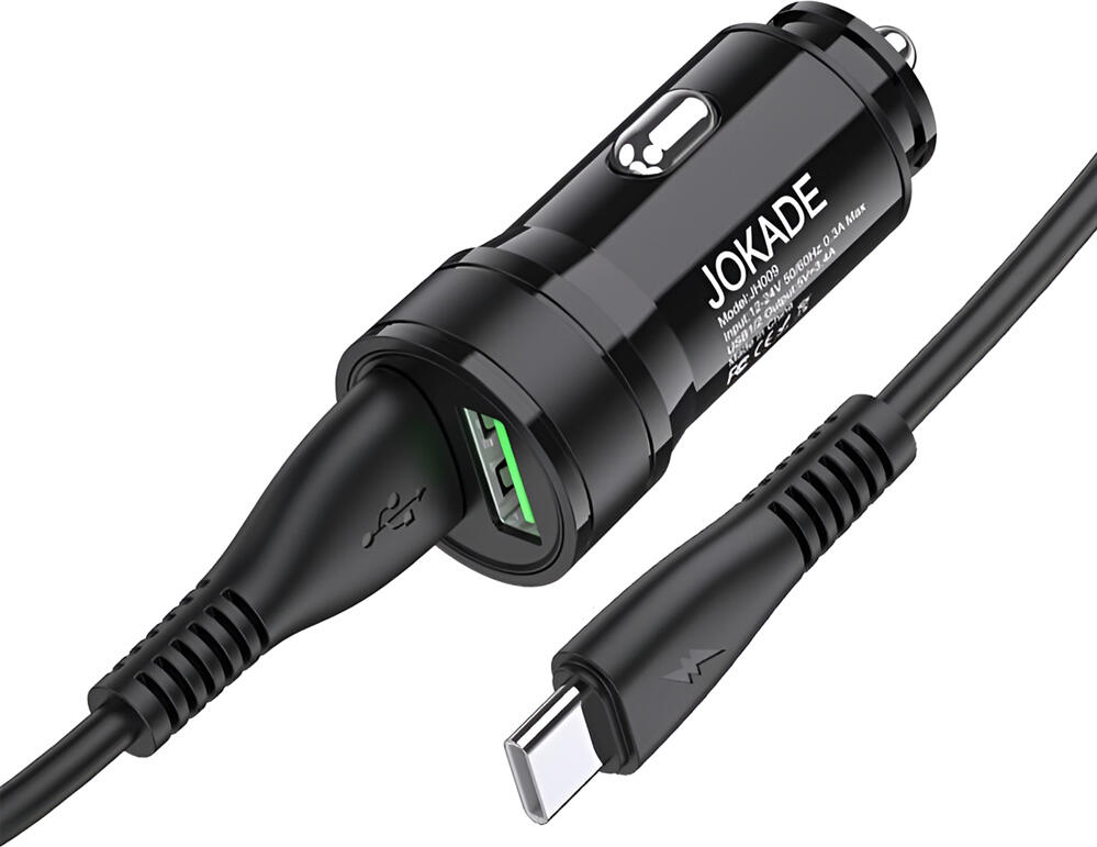 Set Incarcator Auto Smart Jokade JH010, Dual Port, 17W 2.4A Max, DC 12-24V, Plastic Fireproof ABS+PC, 2 Porturi USB-A, include Cablu USB 1m