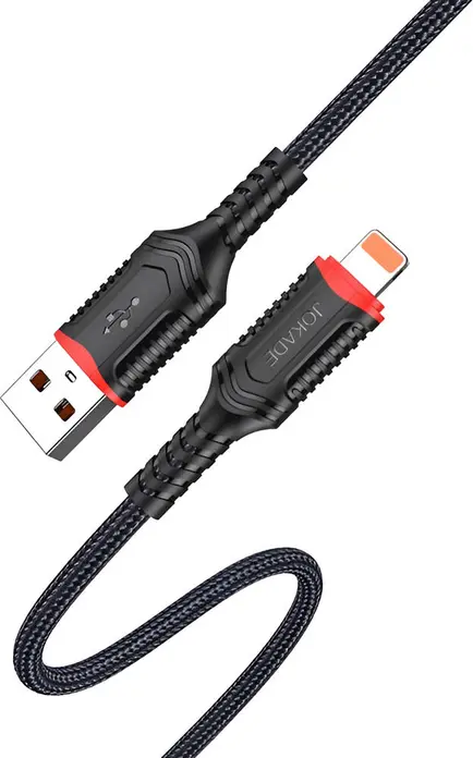 Jokade JA019 USB-A to Lightning Cable, 20W 3A Fast Charging and High-Speed Data Sync, 1m Braided Nylon Cable for Apple Devices, Black