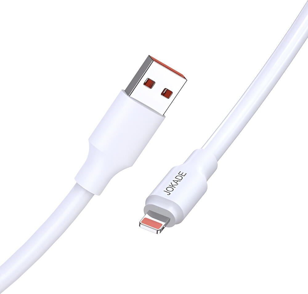 Jokade JA018 USB Type-A to Lightning Fast Charge Cable, 120W Power Support, 1m, White, PVC Insulation, High-Performance Data Sync for Apple Devices