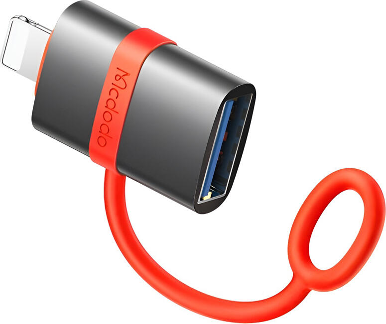 Mcdodo USB-A to Lightning OTG Adapter, Aluminum Alloy Data Transfer 480Mbps for iPhone iPad, Supports Keyboard Mouse Flash Drive with Silicone Strap