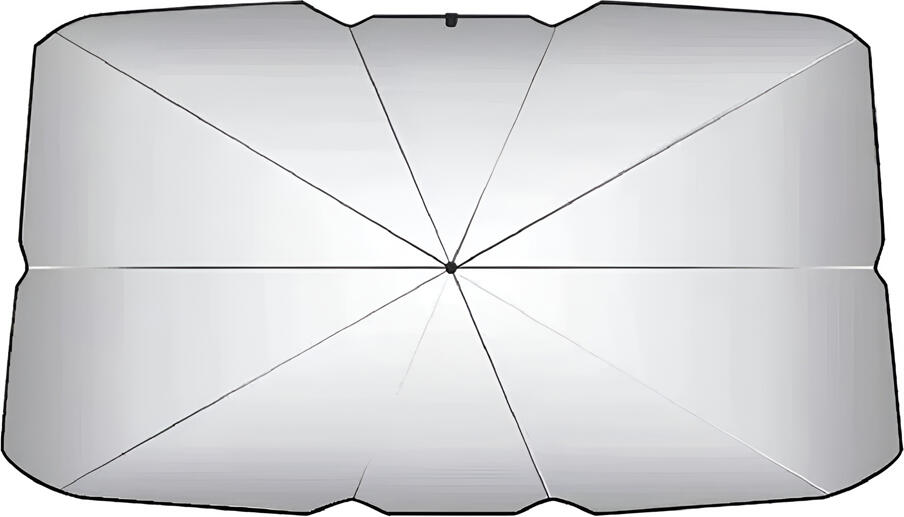 Compact Car Umbrella Sunshade 79x140cm, Reflective UV Heat Block Polyester Windshield Protector, Foldable Metal Alloy Frame, Black