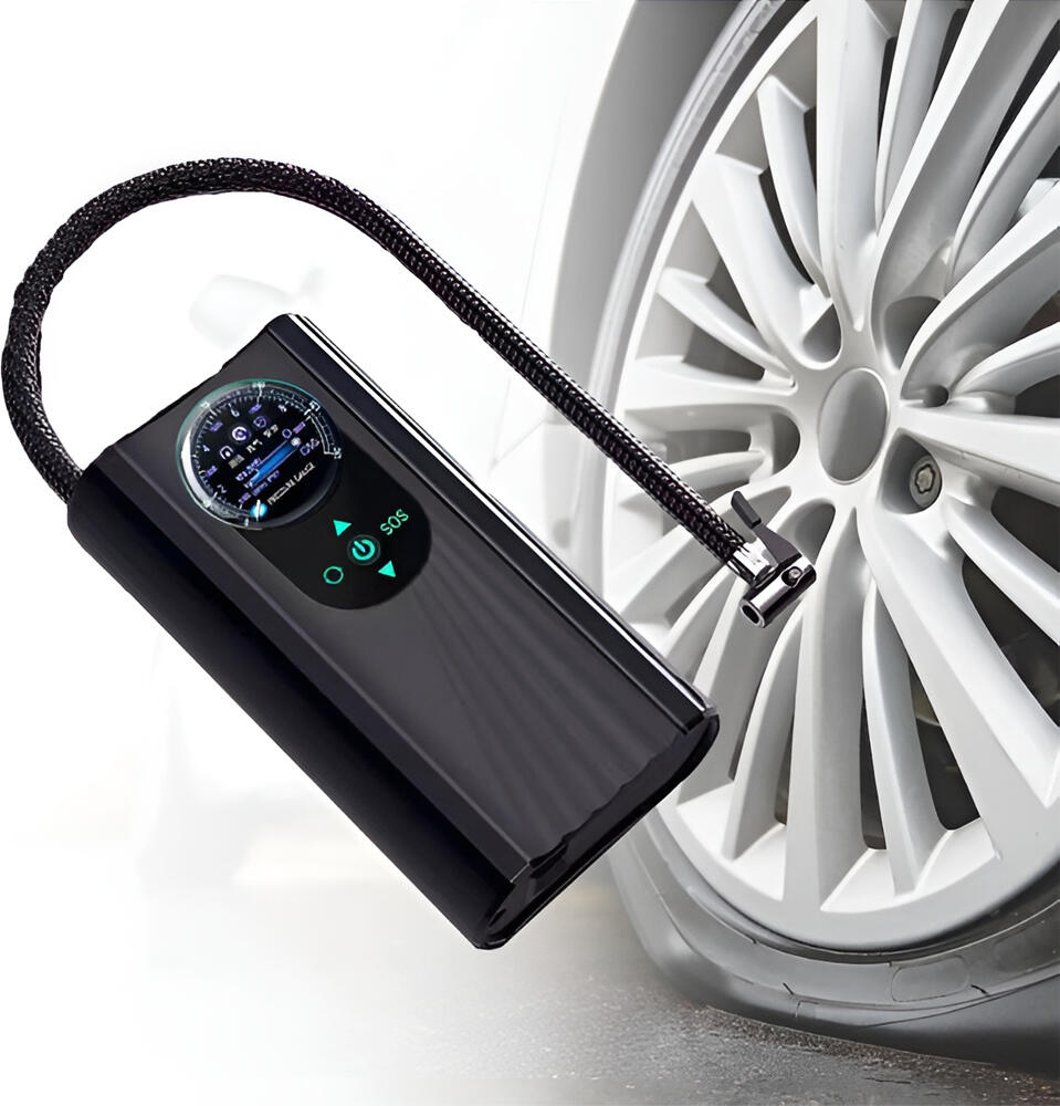 Portable Car Tire Inflator Electric Air Pump 12V 120W 150L/min 10 Bar Max Pressure with LCD Screen Automatic Shut-off and SOS Function