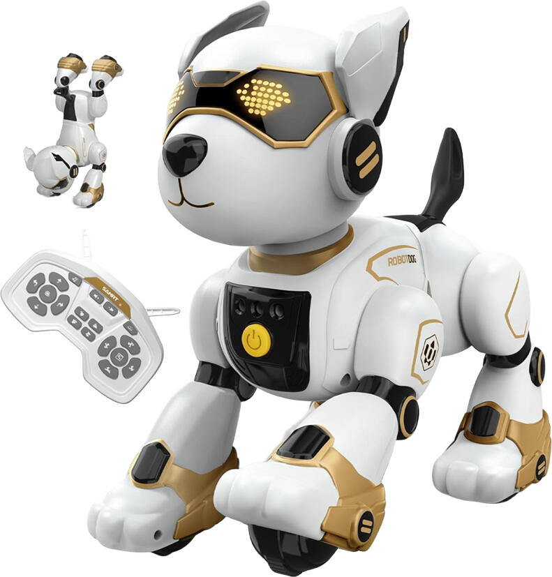 Robot Caine Inteligent JJRC R27, Roti Mecanum Omnidirectionale, Control Vocal, Senzor Gesturi, Miscare Programabila, Telecomanda 2.4GHz, Plastic ABS Auriu