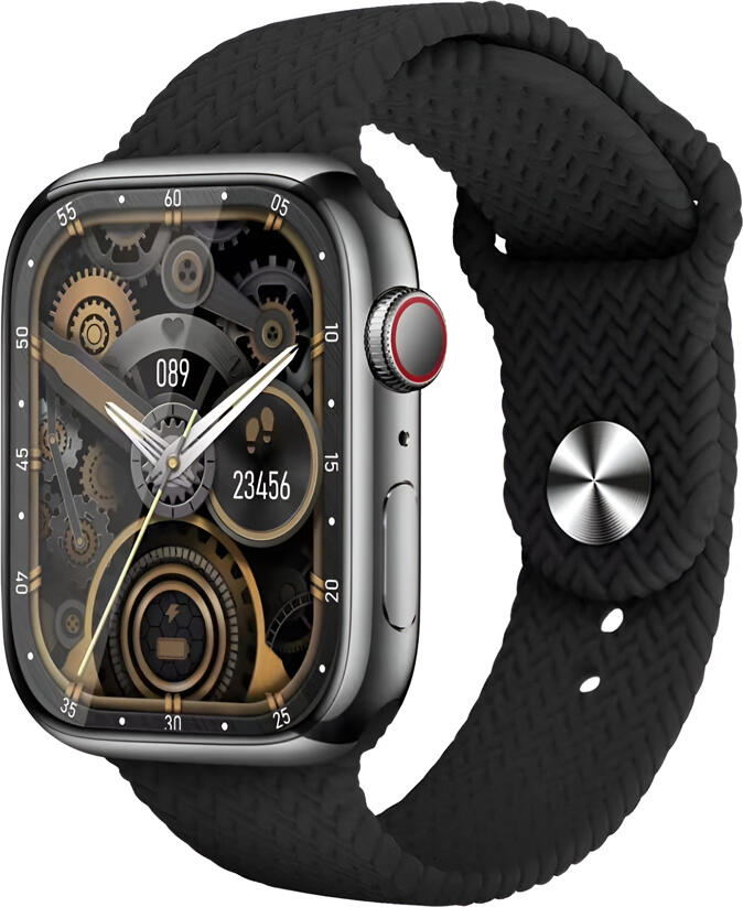 Charome T9 Amoled Smart Watch with 2.2-inch AMOLED Display, HD Bluetooth Calling, NFC, Heart Rate and SpO2 Monitor, Metal Case, Silicon Strap, Black