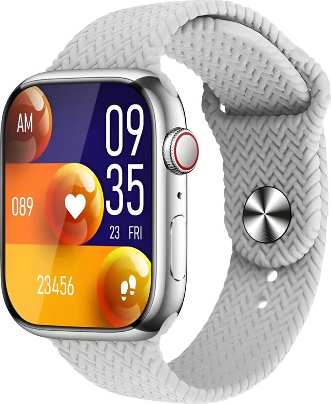 Smartwatch Charome T9 Amoled cu ecran AMOLED de 2.2 inch, apeluri HD Bluetooth, NFC, monitorizare ritm cardiac si SpO2, carcasă metalică, brățară silicon, Argintiu