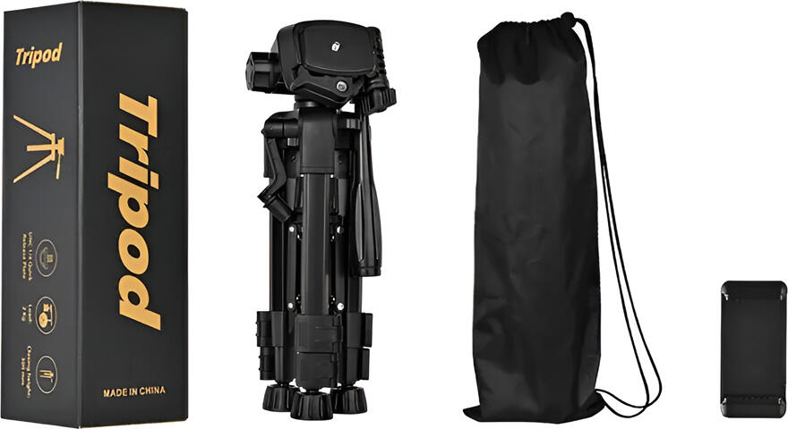 Tripod AccExpert D-50 din Aluminiu, Inaltime 30-63.5 cm, Cap Panoramic 360 Grade, Pivote cu Cauciuc Anti-Alunecare, cu Geanta de Transport si Placa, Negru